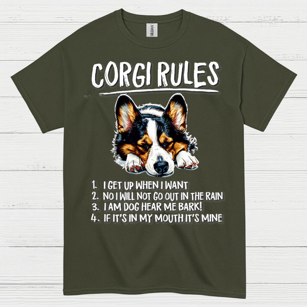 Corgi Rules Funny Dog T Shirt