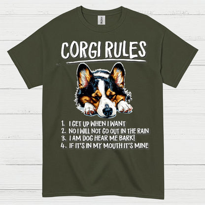 Corgi Rules Funny Dog T Shirt