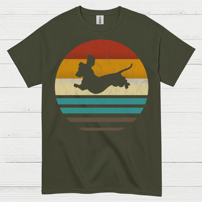 Retro Dachshund Silhouette Sunset T Shirt