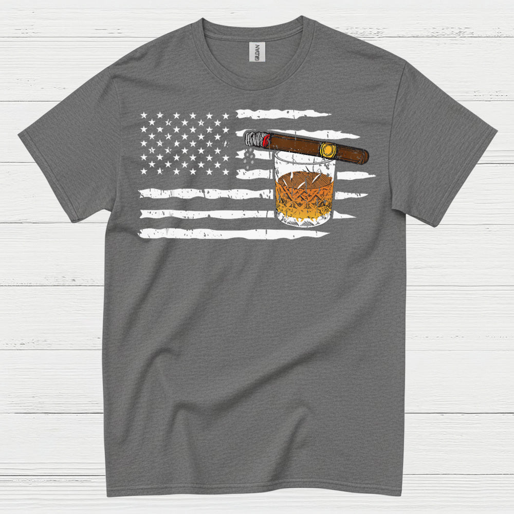 American Flag Whiskey And Cigar T Shirt