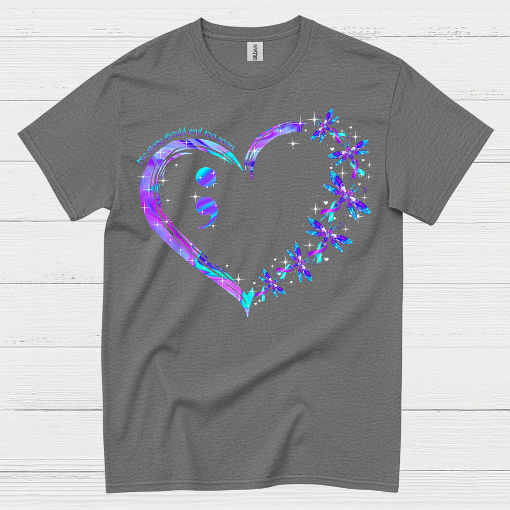 Semicolon Heart Butterfly Awareness T Shirt