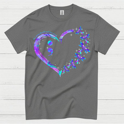 Semicolon Heart Butterfly Awareness T Shirt