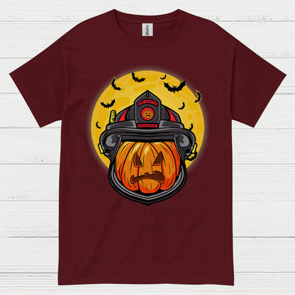 Firefighter Pumpkin Helmet Halloween T Shirt