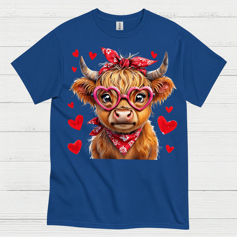 Cute Valentine Cow Heart Glasses T Shirt