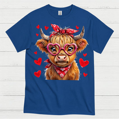 Cute Valentine Cow Heart Glasses T Shirt
