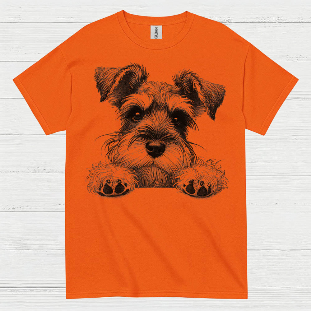 Cute Schnauzer Face Paw Art T Shirt