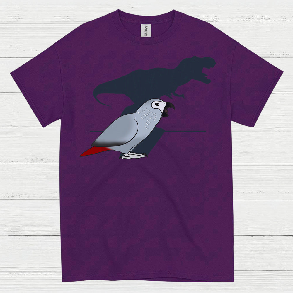 Funny African Grey Dinosaur Shadow T Shirt