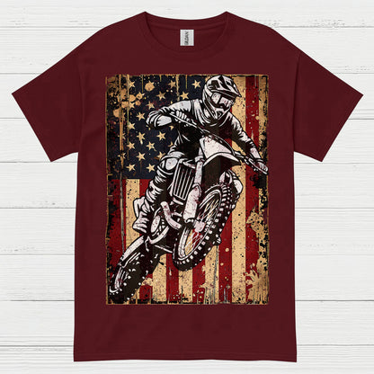 American Flag Motocross Rider Vintage T Shirt