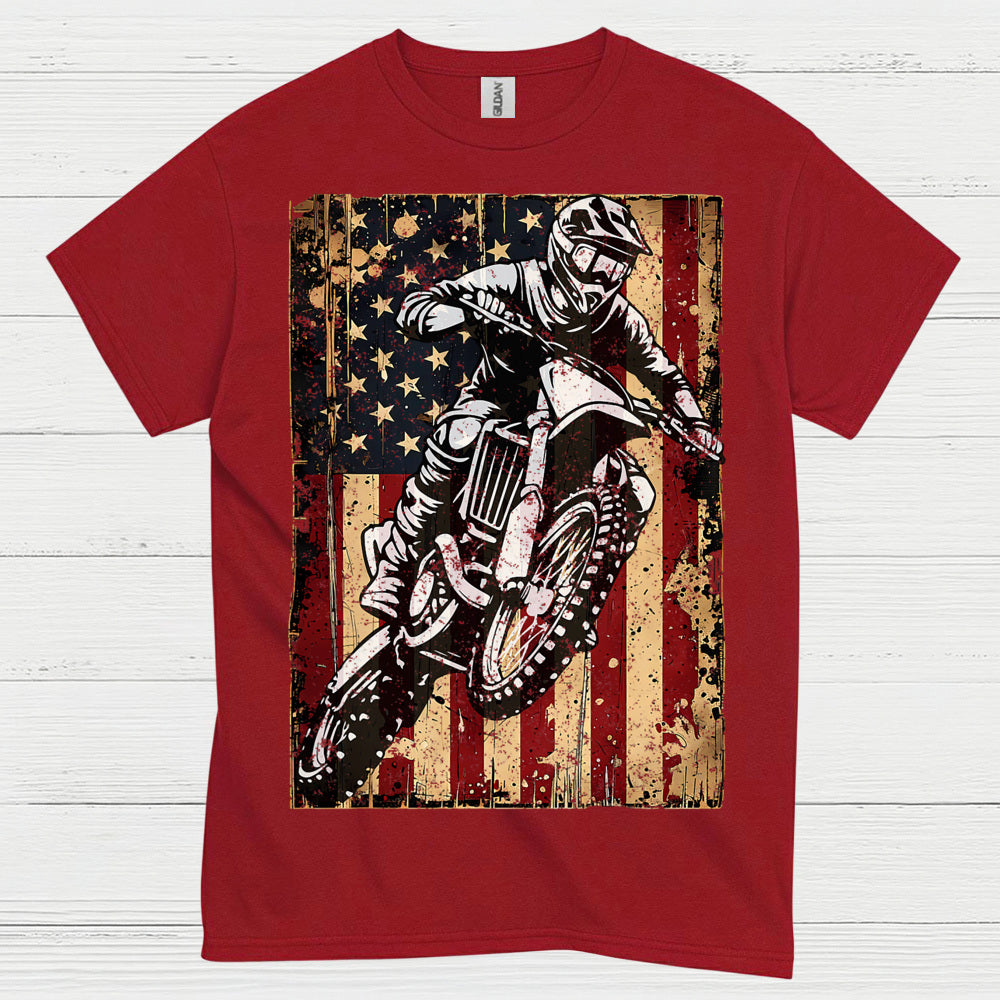 American Flag Motocross Rider Vintage T Shirt