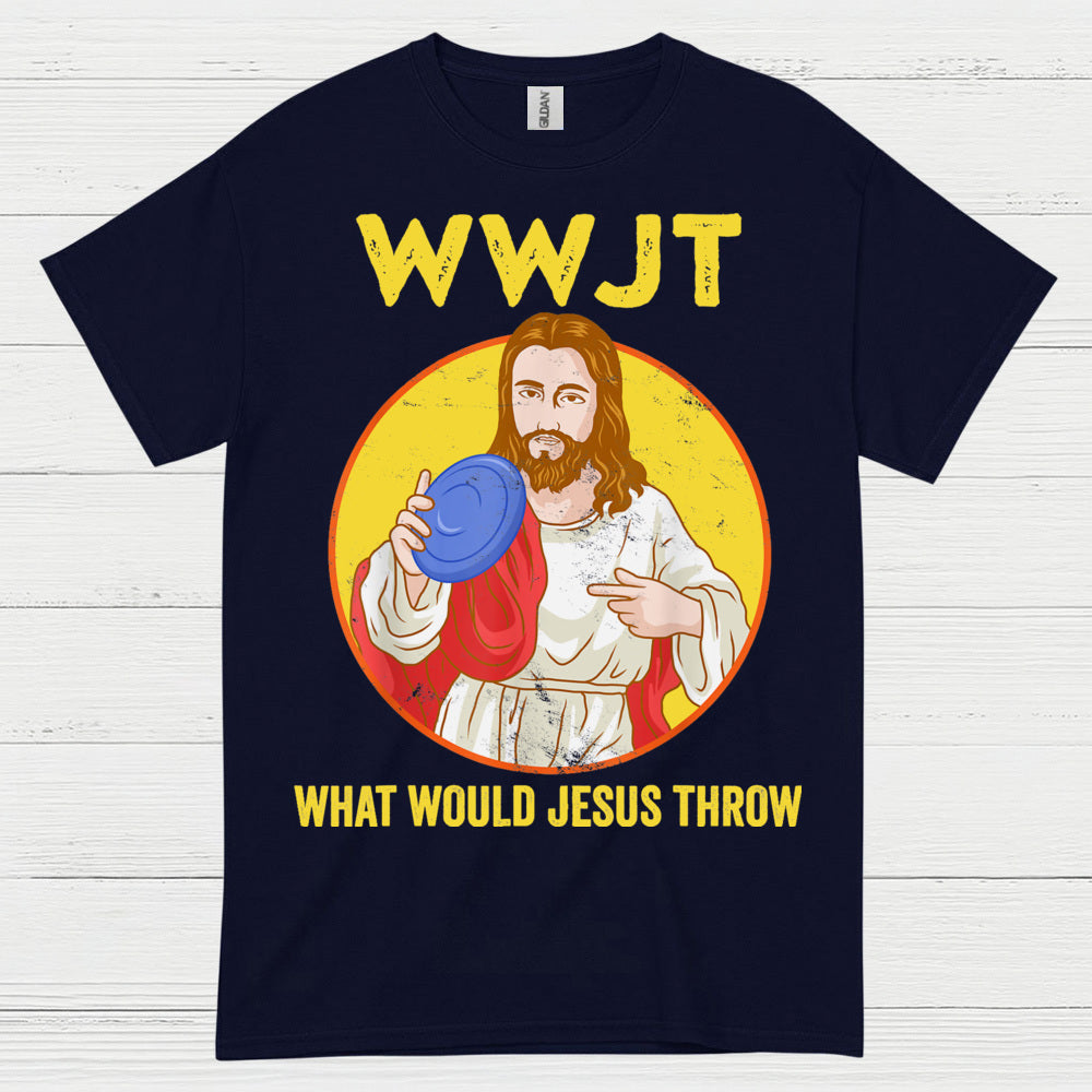 WWJT What Would Jesus Throw Disc Golf T Shirt