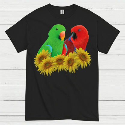 Colorful Lovebirds Sunflower Art T Shirt