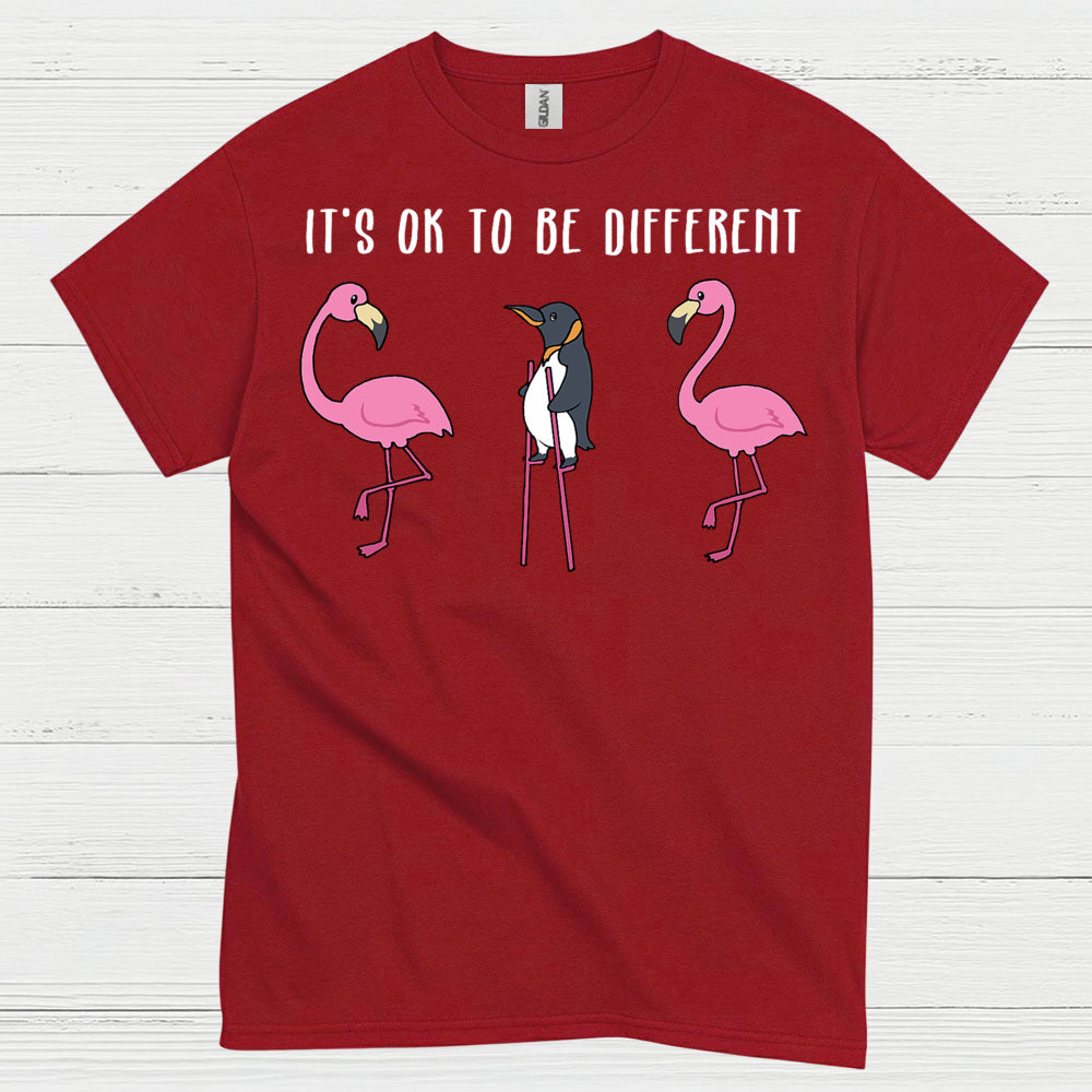 It’s Ok To Be Different Penguin Quote T Shirt