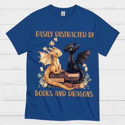 Easily Distracted By Books And Dragons T Shirt