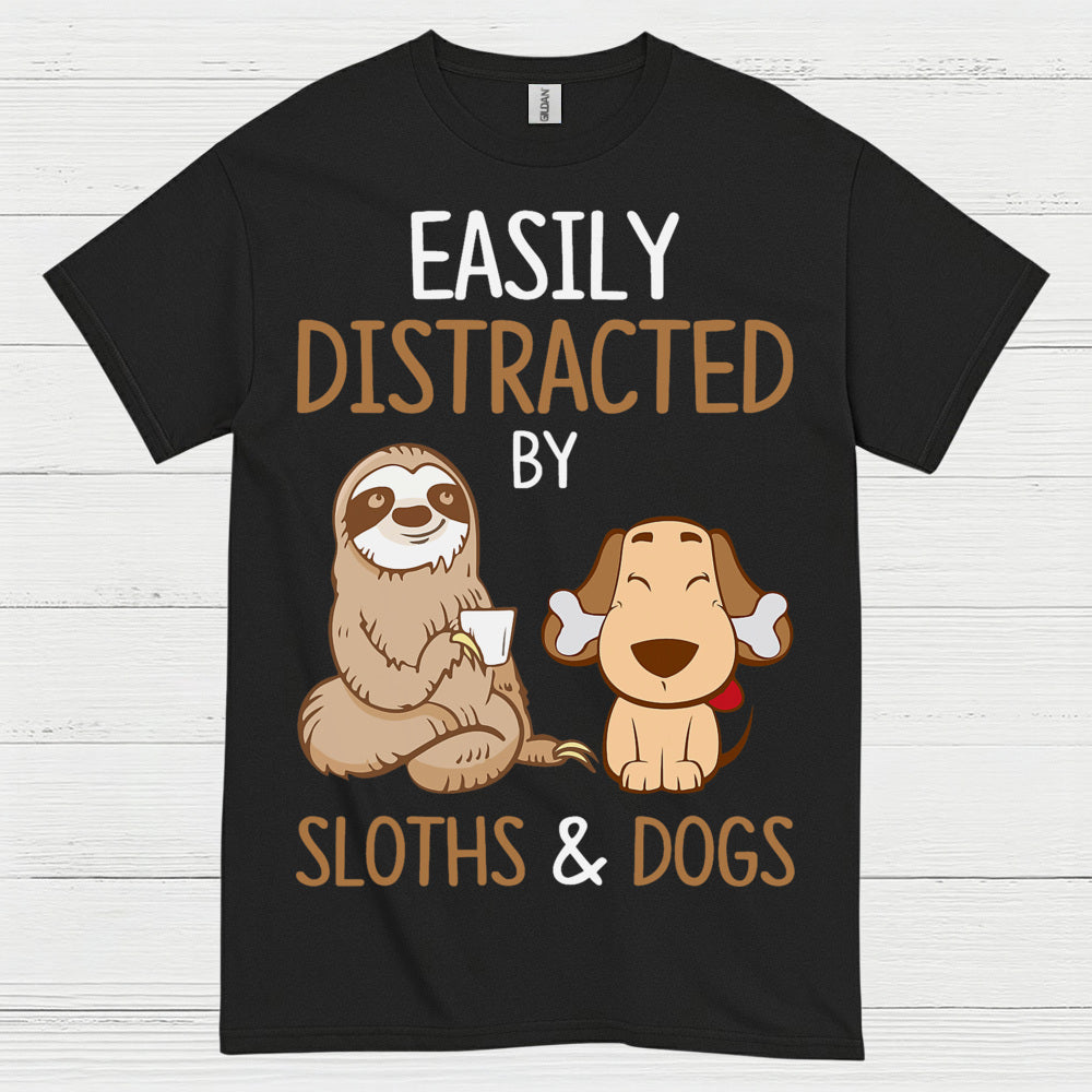 Easily Distracted Sloths And Dogs T Shirt