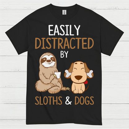 Easily Distracted Sloths And Dogs T Shirt