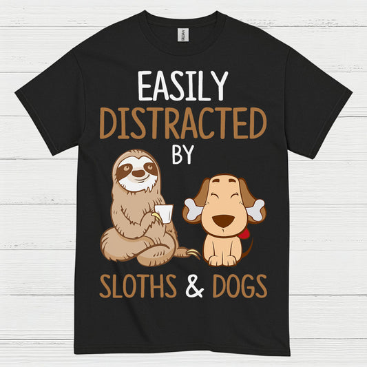 Easily Distracted Sloths And Dogs T Shirt