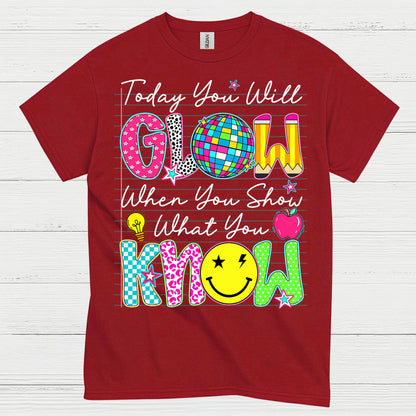 Glow with Knowledge Teacher T Shirt
