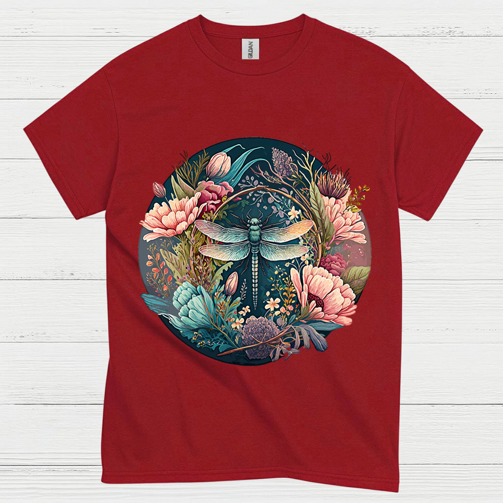 Dragonfly Floral Harmony T Shirt