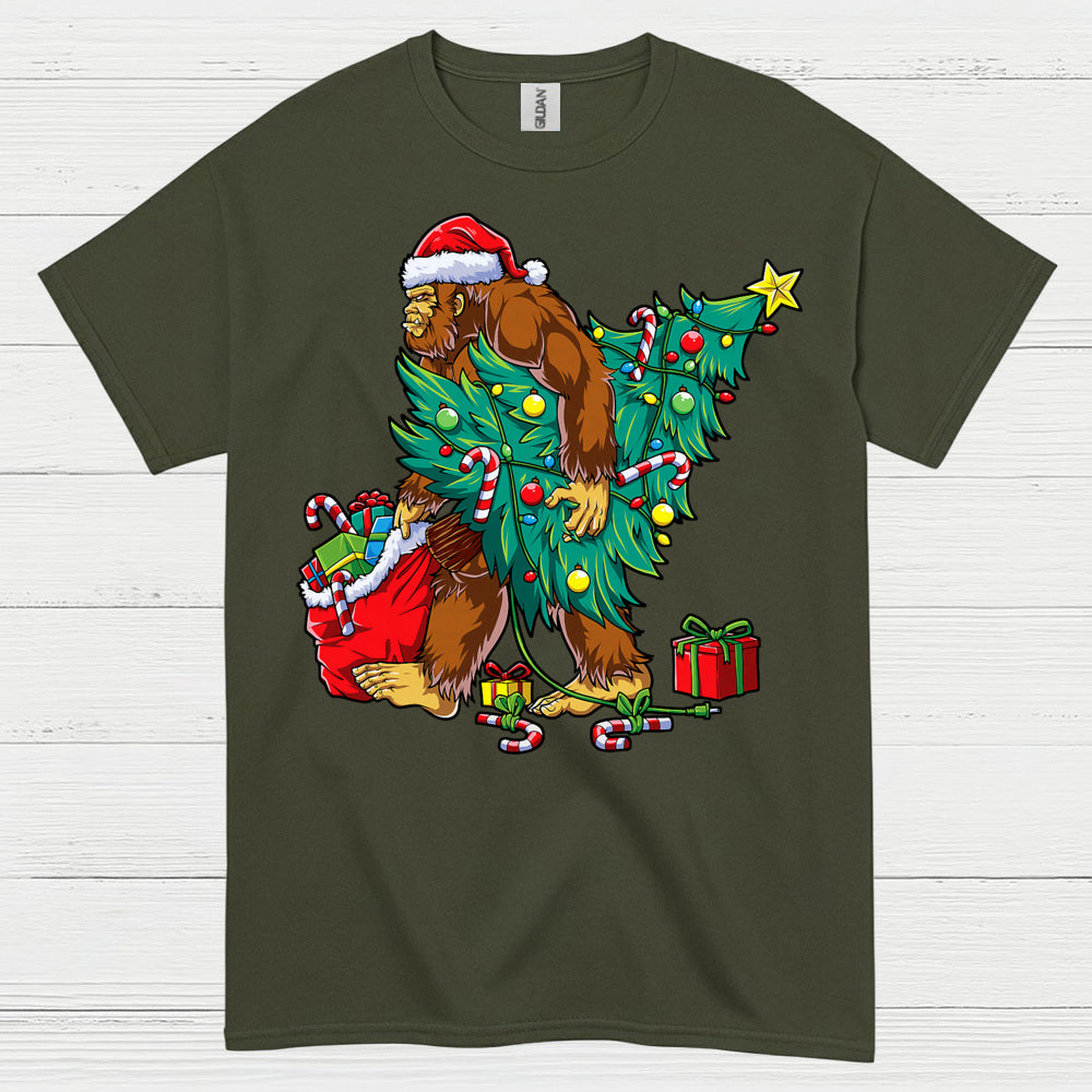Funny Bigfoot Christmas Tree T Shirt
