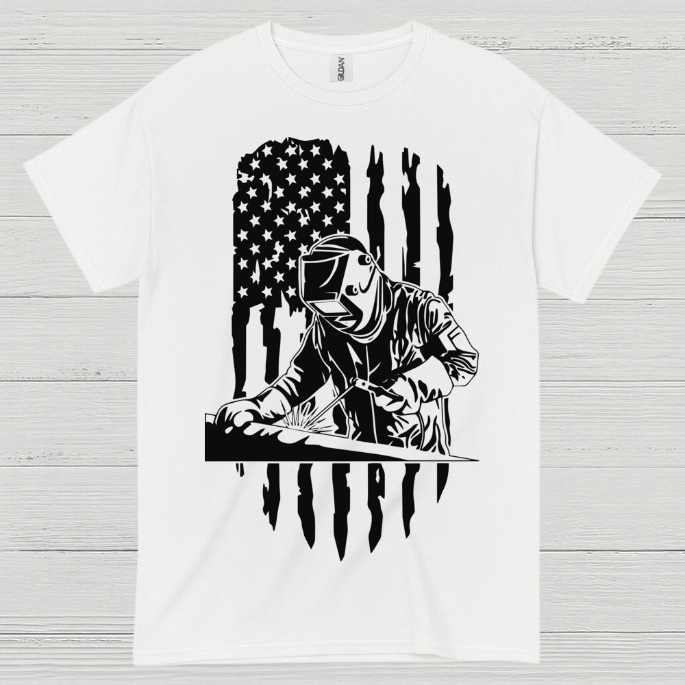 American Flag Welder T Shirt