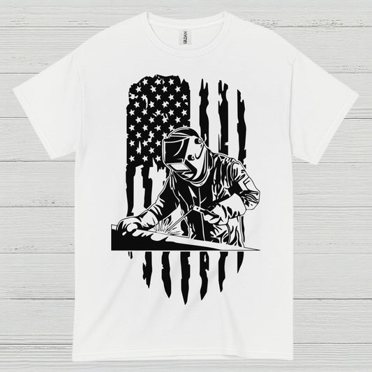 American Flag Welder T Shirt