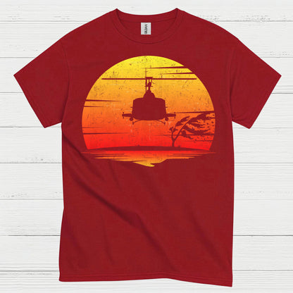 Vietnam Helicopter Sunset Military T Shirt