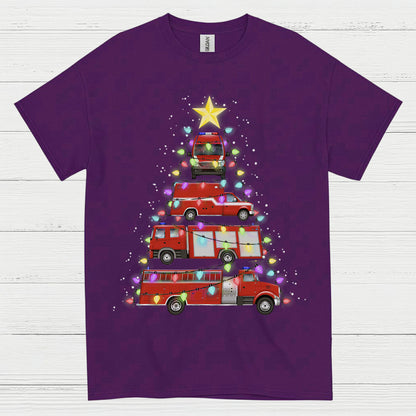 Fire Truck Christmas Tree Lights T Shirt