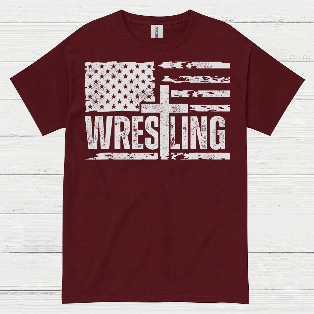 Wrestling American Flag T Shirt