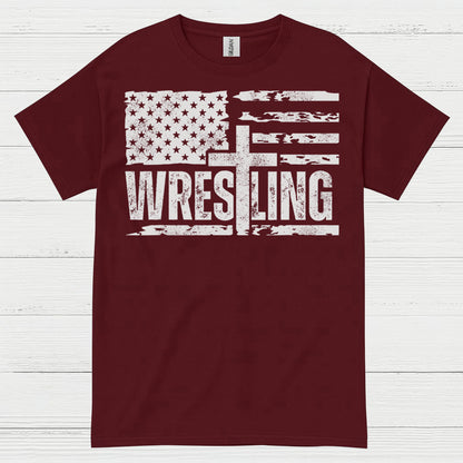 Wrestling American Flag T Shirt