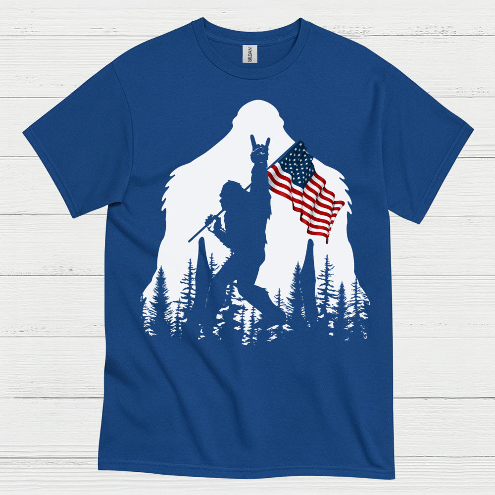 Bigfoot American Flag Silhouette T Shirt