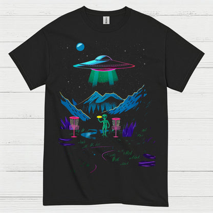 Alien Disc Golf Night Scene T Shirt