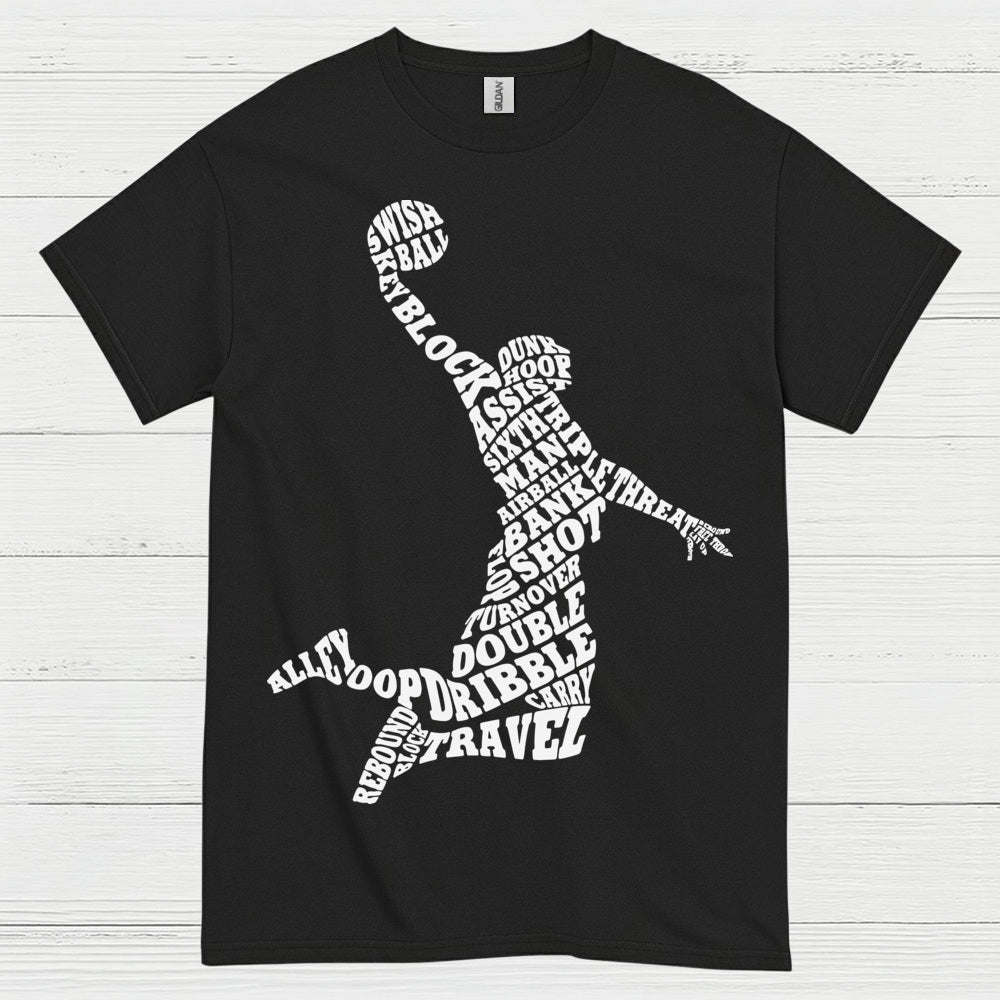 Basketball Word Art Dunk Silhouette T Shirt