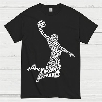 Basketball Word Art Dunk Silhouette T Shirt