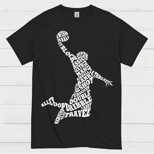 Basketball Word Art Dunk Silhouette T Shirt