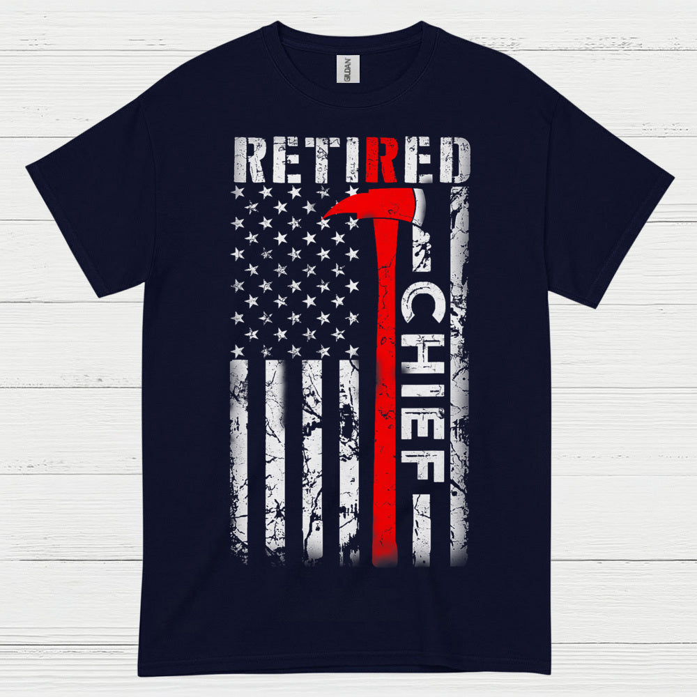 Retired Fire Chief Thin Red Line T Shirt