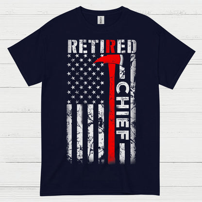 Retired Fire Chief Thin Red Line T Shirt
