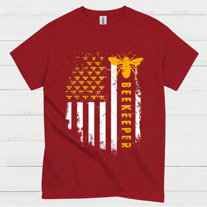 Beekeeper American Flag Bee Lover T Shirt
