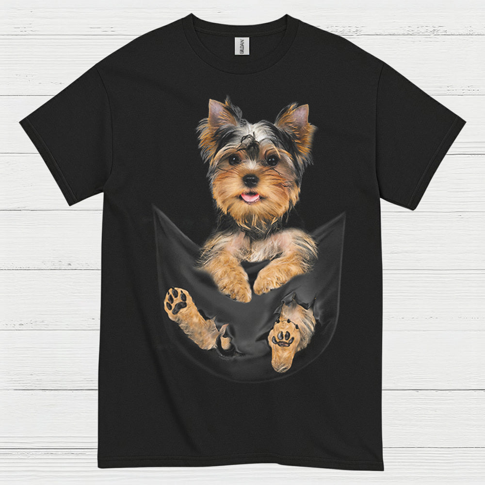 Cute Pocket Yorkie Puppy Dog Lover T Shirt