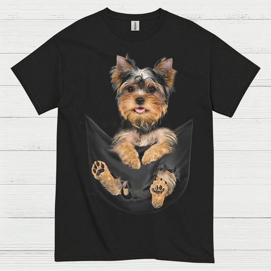 Cute Pocket Yorkie Puppy Dog Lover T Shirt