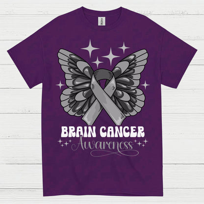 Butterfly Ribbon Brain Cancer Awareness T Shirt