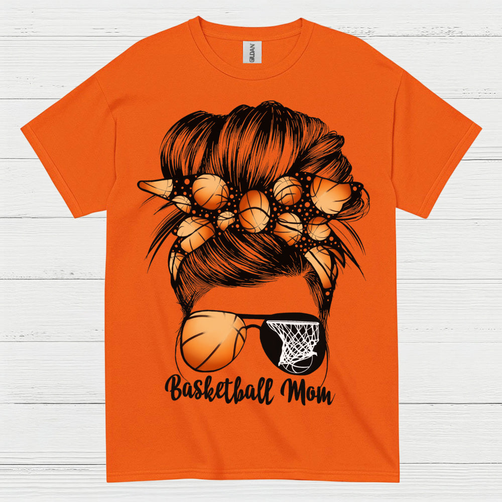 Basketball Mom Messy Bun Sunglasses T Shirt