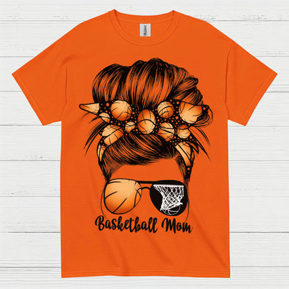 Basketball Mom Messy Bun Sunglasses T Shirt