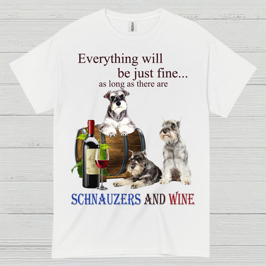 Schnauzers And Wine Funny Dog Lover T Shirt