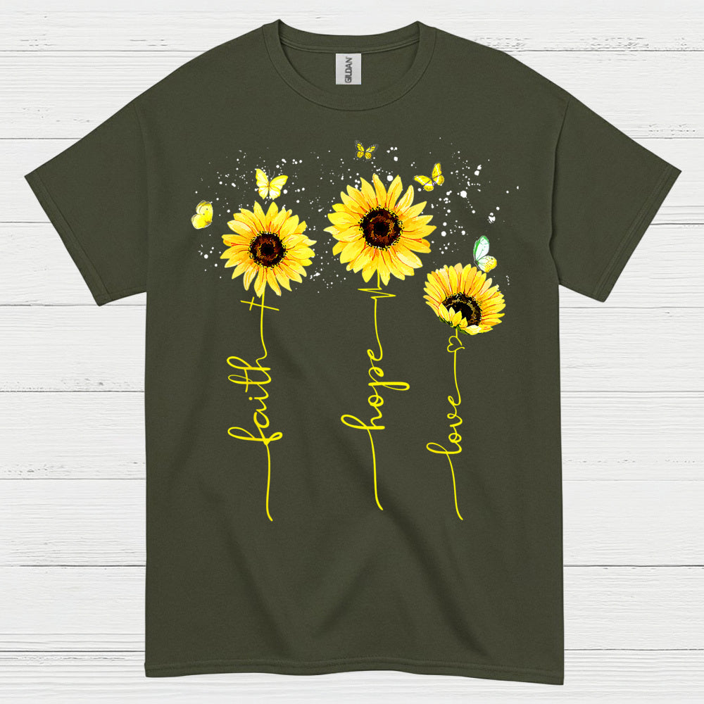 Faith Hope Love Sunflower Christian T Shirt
