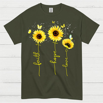Faith Hope Love Sunflower Christian T Shirt