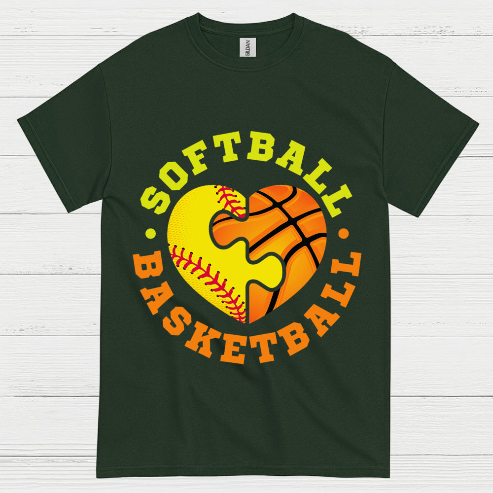 Softball Basketball Heart Puzzle T Shirt