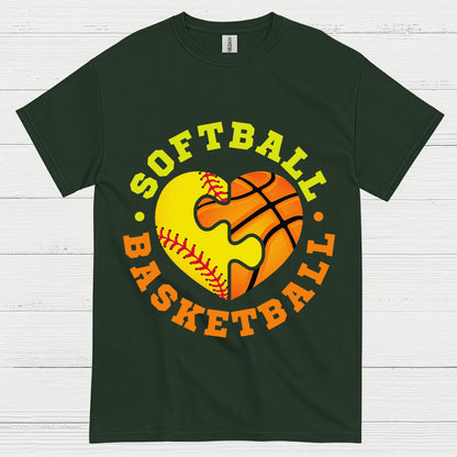 Softball Basketball Heart Puzzle T Shirt