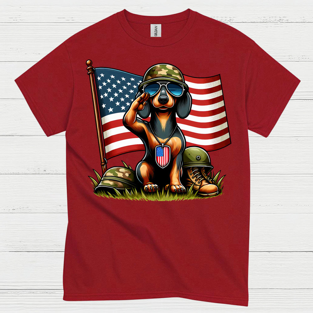 Patriotic Military Soldier Dachshund T Shirt