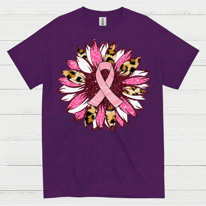 Breast Cancer Ribbon Floral Art T Shirt