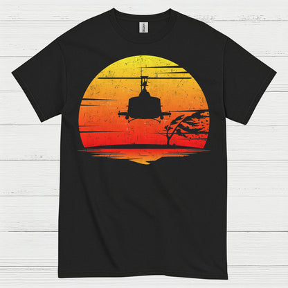 Vietnam Helicopter Sunset Military T Shirt